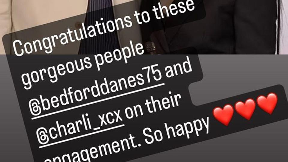 Denise Welch Instagram story of CharliXCX and George Daniel