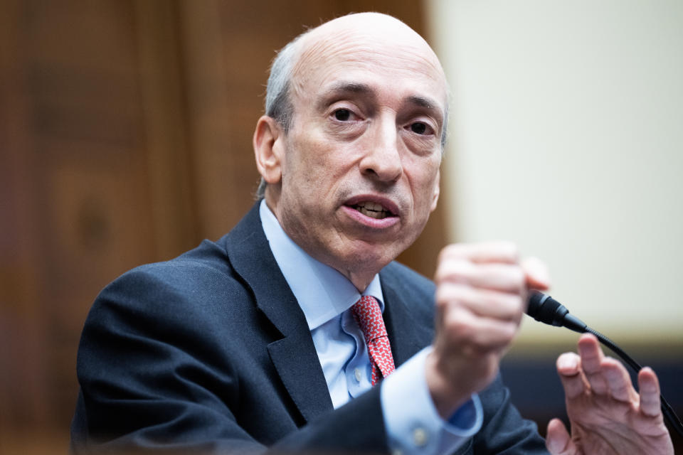  Chair Gary Gensler testifies during the House Financial Services Committee hearing on Wednesday, Sept. 27, 2023.