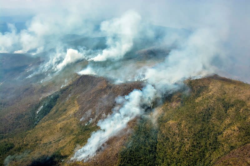 FILE PHOTO: Cuban firefighters battle raging forest fire