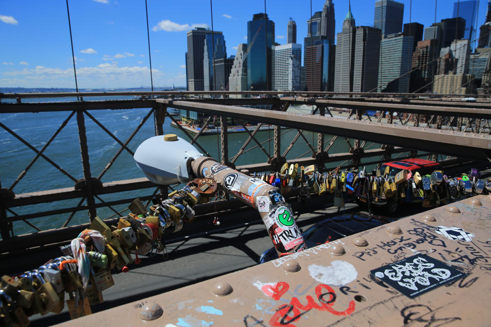 Love locks on the Brooklyn waterfront