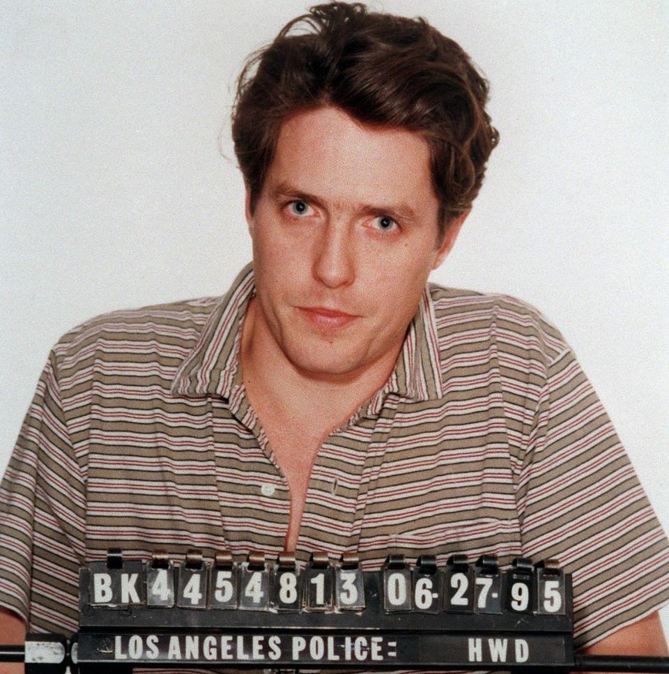 Hugh Grant's LAPD booking photograph, following his arrest in 1995 for lewd conduct on Sunset Boulevard in Hollywood, was briefly shown everywhere – but he simply moved on