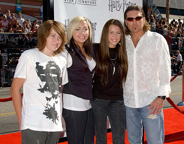 Miley Cyrus , Billy Ray Cyrus and family at the Hollywood premiere of Warner Brothers' Harry Potter and the Order of the Phoenix