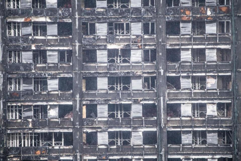 A close-up of the Grenfell Tower today (Jeremy Selwyn)