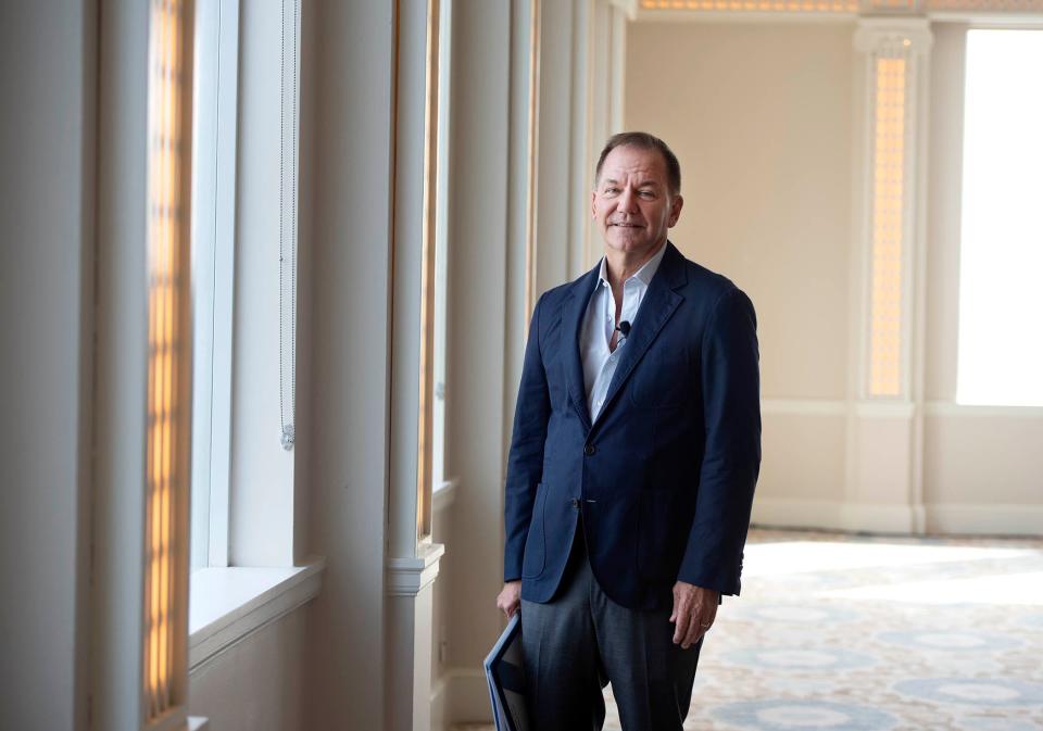 Paul Tudor Jones II is the keynote speaker during the Palm Beach Civic Association Signature Speaker Series at The Beach Club January 25, 2024 in Palm Beach.