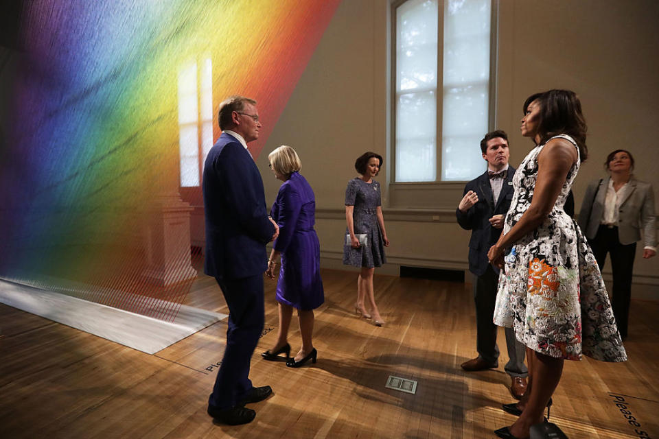 First Lady Michelle Obama Visits DC's Renwick Gallery With Spouses Visiting For Nordic Summit