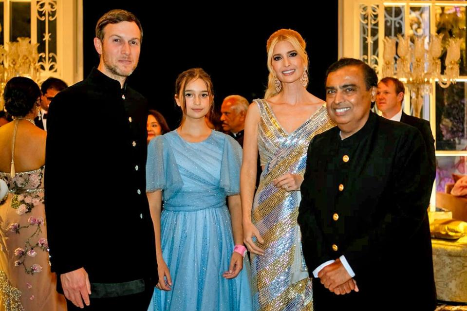 <p>&nbsp;Jared Kushner, Arabella Kushner, Ivanka Trump and Mukesh Ambani</p>