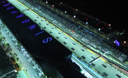 This file photo shows an overview of the starting grid of the Formula One Singapore Grand Prix, pictured in September 2011. Singapore's stock exchange has given the green light for an initial public offering of Formula One shares worth more than US$2.5 billion, Dow Jones Newswires reported on Tuesday