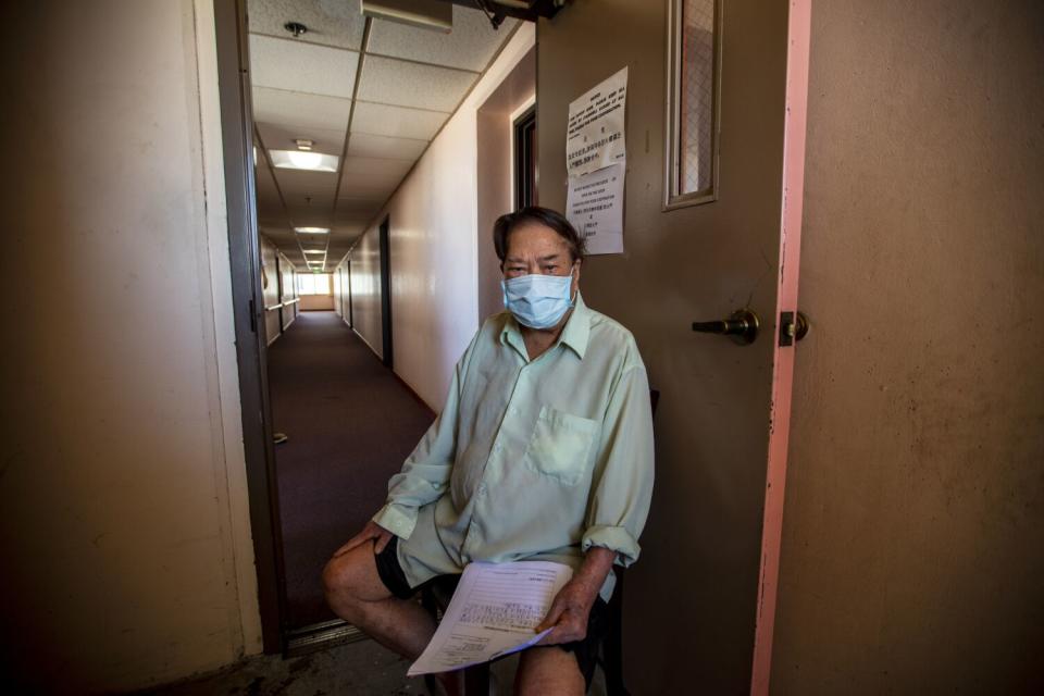 Ne Hung Hom, 86, inside Cathy Manor Apartments in Chinatown.