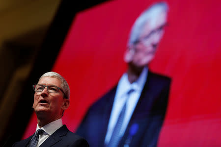 Apple CEO Tim Cook attends the China Development Forum in Beijing, China March 23, 2019. REUTERS/Thomas Peter
