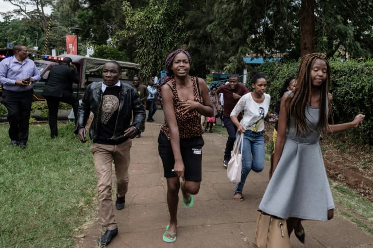 Students fled their campus after the explosion at the nearby hotel and office complex