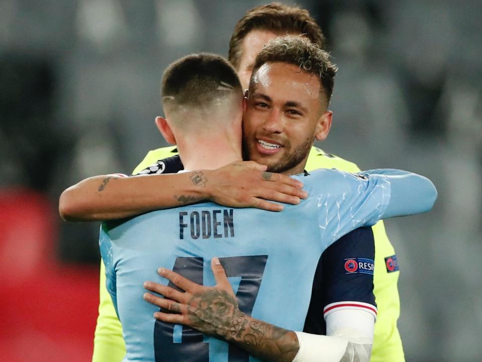 PSG forward Neymar and Man City midfielder Phil Foden (REUTERS)