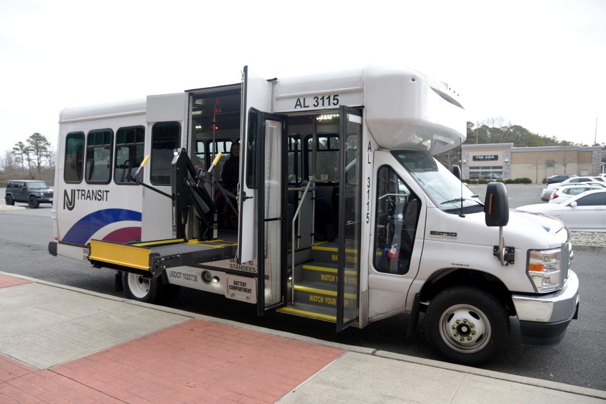 A customer rides an NJ Transit Access Link van in Lacey Township in 2023.