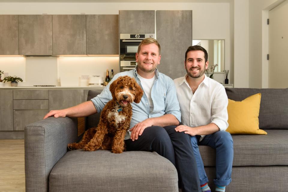 Mikolaj Zalewski and Ivan Tsokovski are enjoying exploring their new south-east London neighbourhood with Griffin the cockapoo (Richard Eaton)