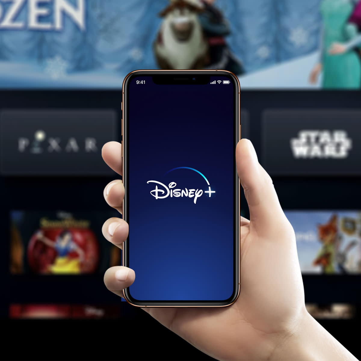 Disney app shown on an iPhone