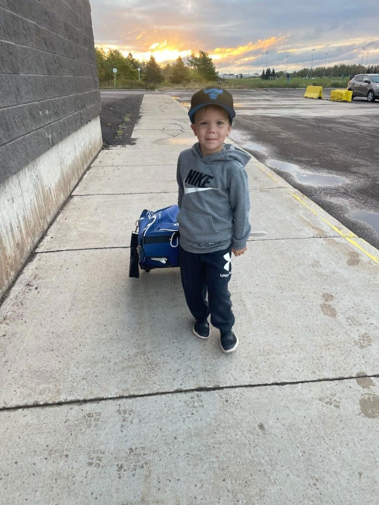Tate Hughes, five, of Moncton, 'was the perfect definition of a little ray of sunshine,' according to his obituary. (Submitted by the Hughes family - image credit)