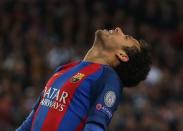 Football Soccer - FC Barcelona v Juventus - UEFA Champions League Quarter Final Second Leg - The Nou Camp, Barcelona, Spain - 19/4/17 Barcelona's Neymar reacts after a missed chance Reuters / Sergio Perez Livepic