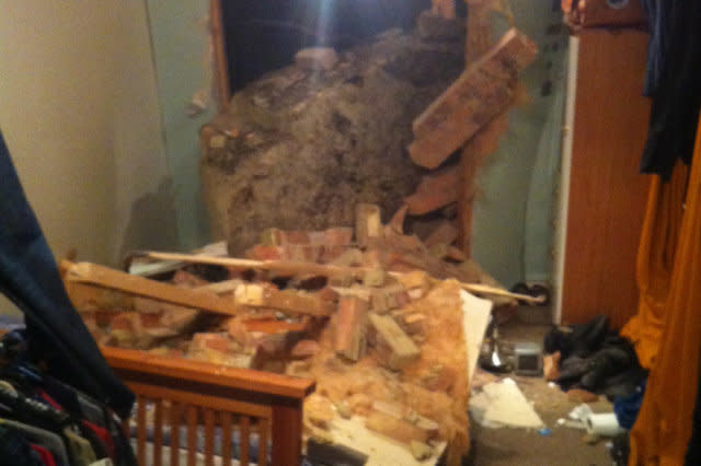 Giant boulder smashes through wall into man's bedroom during rockfall