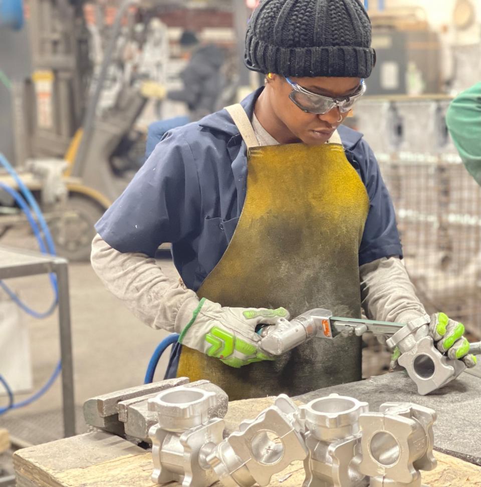 A worker at Wisconsin Aluminum Foundry in Manitowoc.