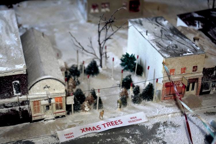 This model of Three Oaks shows what it looked liked in the 1989 film "Prancer," which director John Hancock filmed there and in New Carlisle. It will be on display Nov. 26, 2022, during a holiday event at the Three Oaks Heritage Hall.