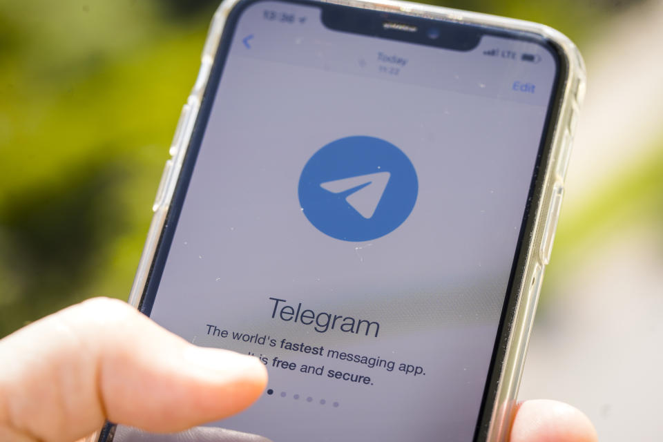 The Telegram cloud-based instant messaging application is seen on an iPhone in this photo illustration on June 26, 2020 in Warsaw, Poland. A report by the Institute for Strategic Dialogue (ISD) has found that white supremacists and extremists have been organizing racist violence in the US via the Telegram instant messaging application. Telegram is a cloud-based instant messaging app that uses encryption for messages and media during transit. (Photo by Jaap Arriens/NurPhoto via Getty Images)