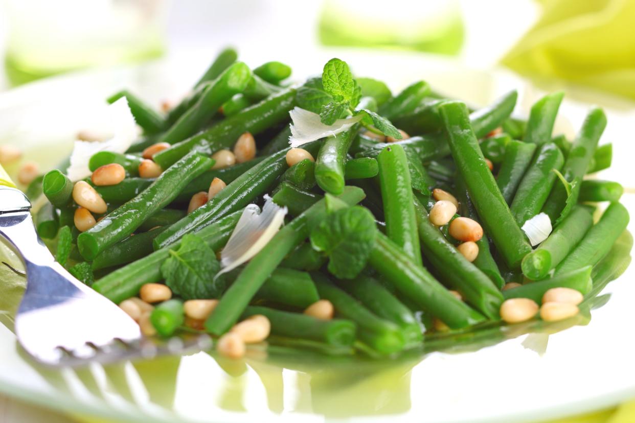 Green beans with parmesan and pine nuts