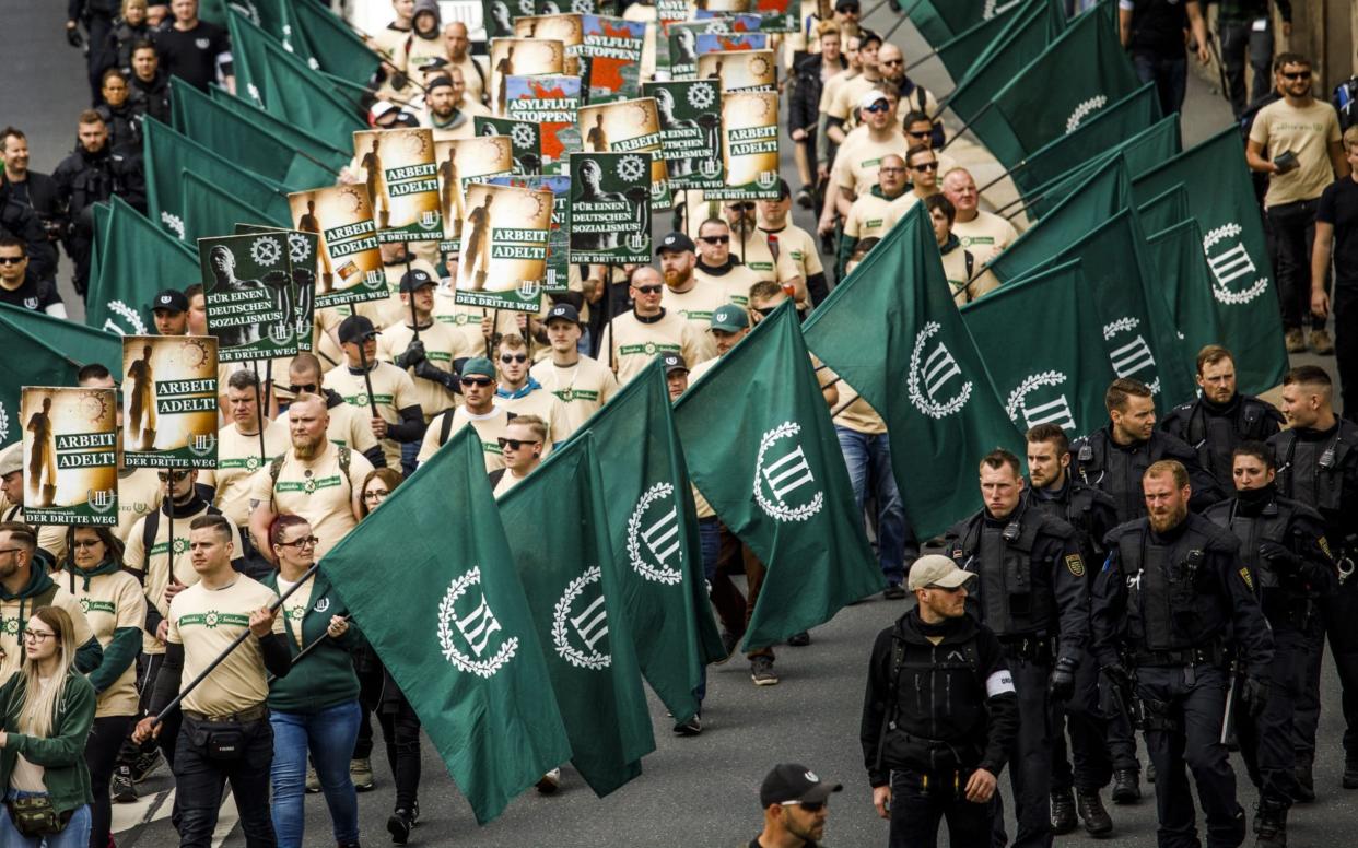 Hundreds of neo-Nazis marched through the eastern German town of Plauen this week - Getty Images Europe