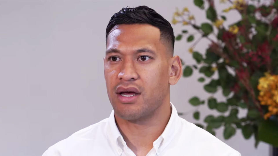 Seen here, Israel Folau uploaded a video to his website to explain his bushfire comments. 