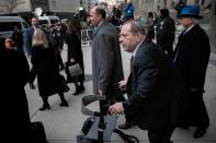 Film producer Harvey Weinstein leaves at New York Criminal Court for his sexual assault trial in the Manhattan borough of New York City