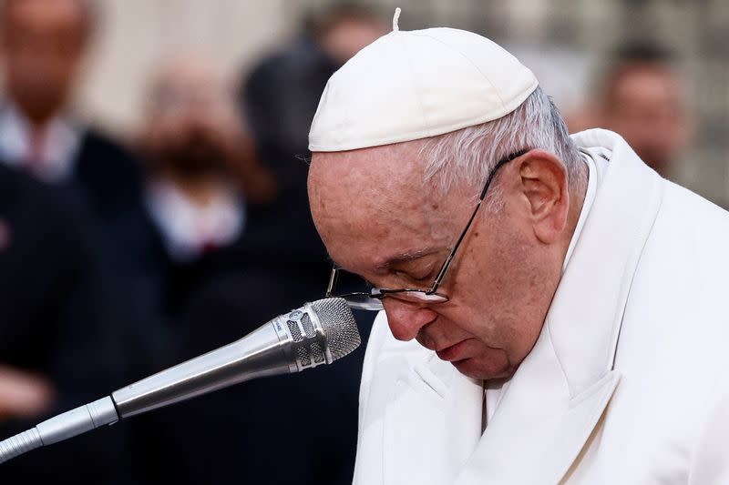 Pope Francis attends the Immaculate Conception celebration prayer in Piazza di Spagna in Rome