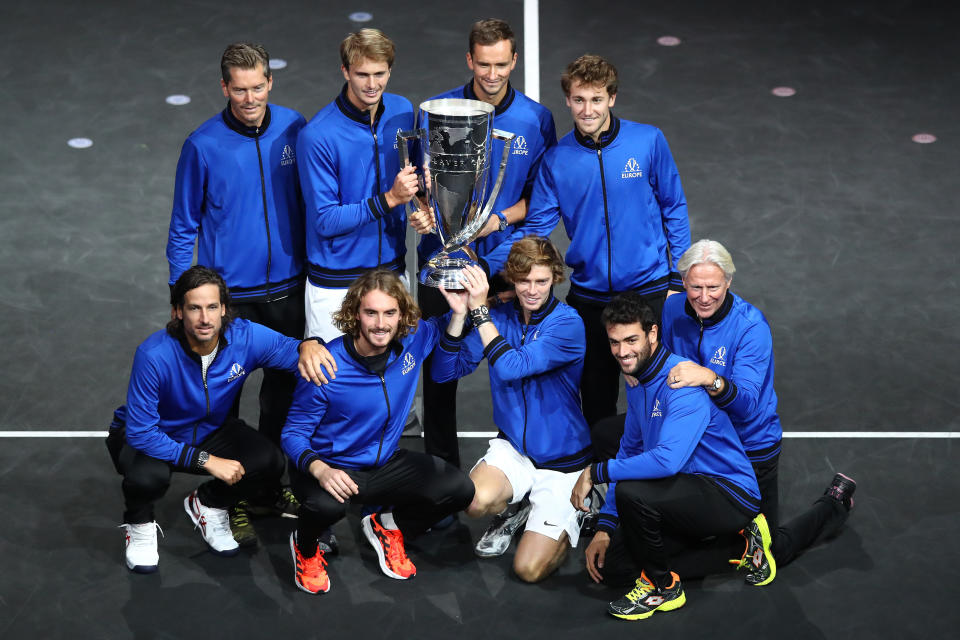 Daniil Medvedev and Andrey Rublev, pictured here at the Laver Cup in 2021.