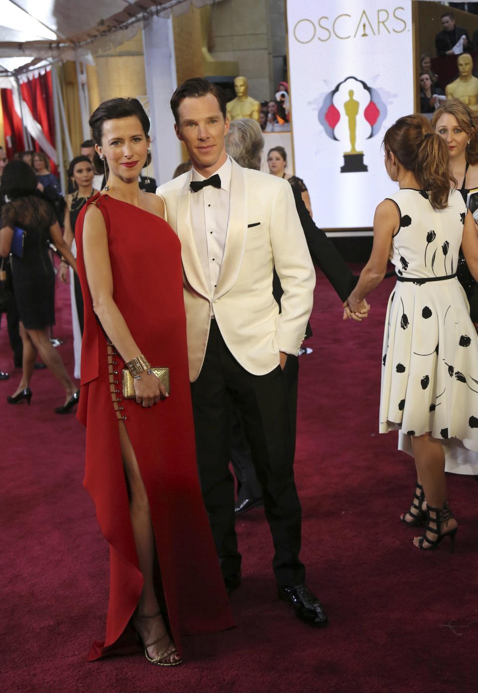 Benedict Cumberbatch and his wife Sophie Hunter arrive at the 87th Academy Awards in Hollywood