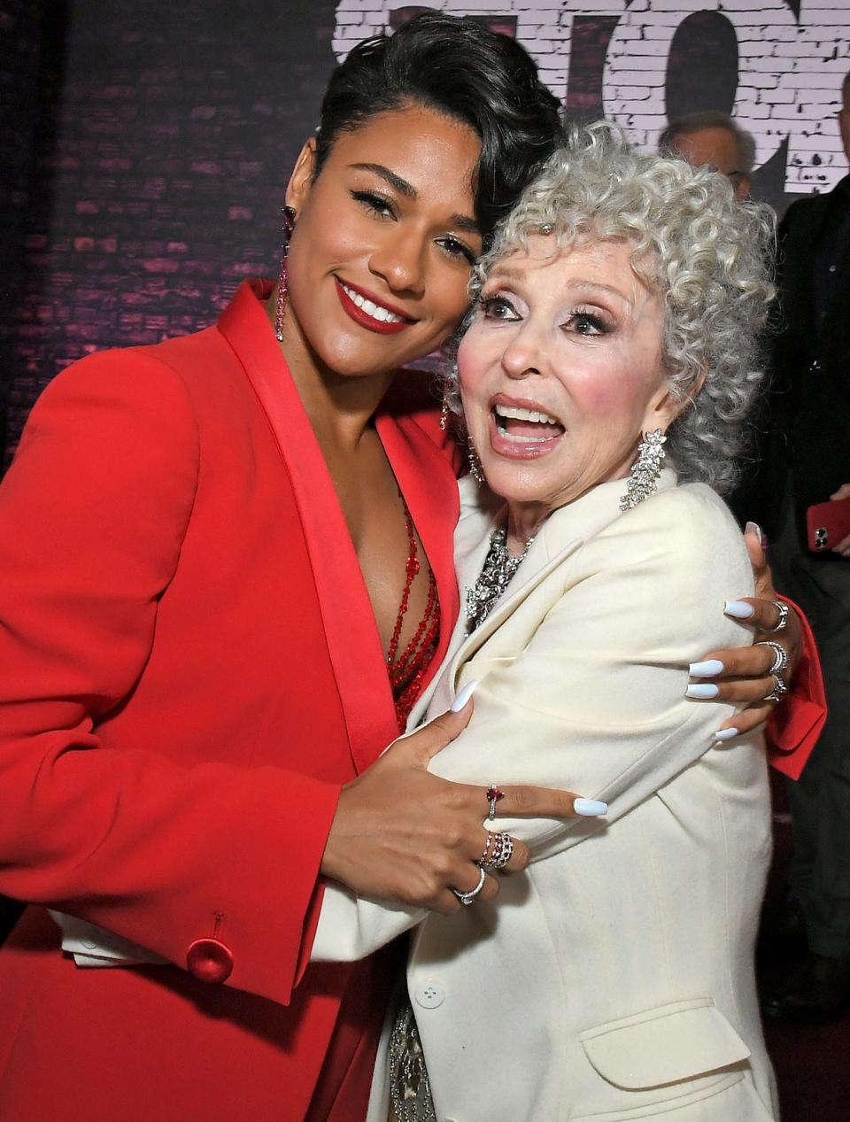 Ariana DeBose and Rita Moreno embrace at the "West Side Story" premiere in Los Angeles in 2021