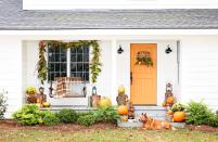 <p>Whether you're hosting a family gathering or simply want to do your part in beautifying the neighborhood this <a href="https://www.housebeautiful.com/room-decorating/outdoor-ideas/g2591/fall-porch-decorating-ideas/" rel="nofollow noopener" target="_blank" data-ylk="slk:fall;elm:context_link;itc:0;sec:content-canvas" class="link ">fall</a>, festive <a href="https://www.housebeautiful.com/entertaining/holidays-celebrations/g11/thanksgiving-table-setting-ideas-1011/" rel="nofollow noopener" target="_blank" data-ylk="slk:Thanksgiving;elm:context_link;itc:0;sec:content-canvas" class="link ">Thanksgiving</a> door decor is the way to go. Given that your door is the first thing anyone sees, hanging <a href="https://www.housebeautiful.com/home-remodeling/diy-projects/g2586/fall-wreaths/" rel="nofollow noopener" target="_blank" data-ylk="slk:seasonal wreaths;elm:context_link;itc:0;sec:content-canvas" class="link ">seasonal wreaths</a>, door knockers, and florals sets the right attitude for the <a href="https://www.housebeautiful.com/entertaining/holidays-celebrations/g4664/thanksgiving-quotes/" rel="nofollow noopener" target="_blank" data-ylk="slk:season of gratitude;elm:context_link;itc:0;sec:content-canvas" class="link ">season of gratitude</a>. Ahead, we rounded up thirteen cheerful and stylish front doors that set the mood for a memorable Thanksgiving. </p>