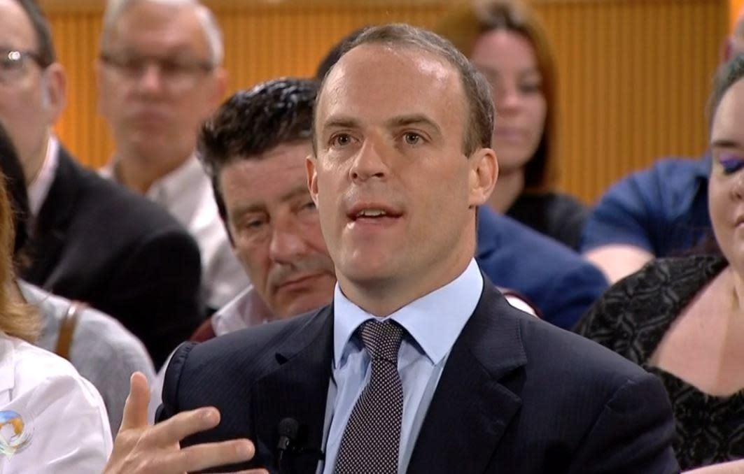 Dominic Raab made the comments during a live TV debate: BBC