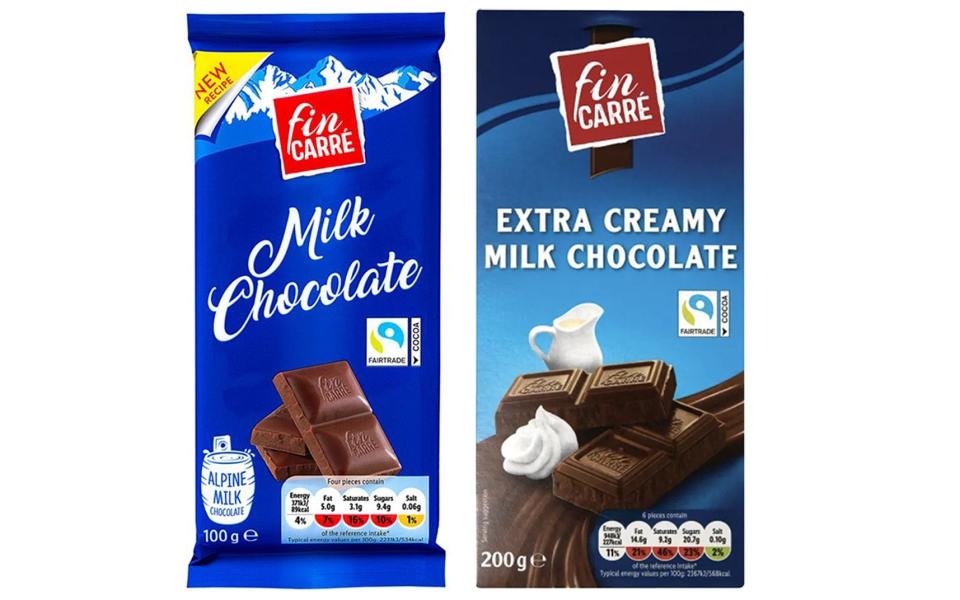 Lidl Fin Carré Milk Chocolate and Lidl Fin Carré Extra Creamy Milk Chocolate