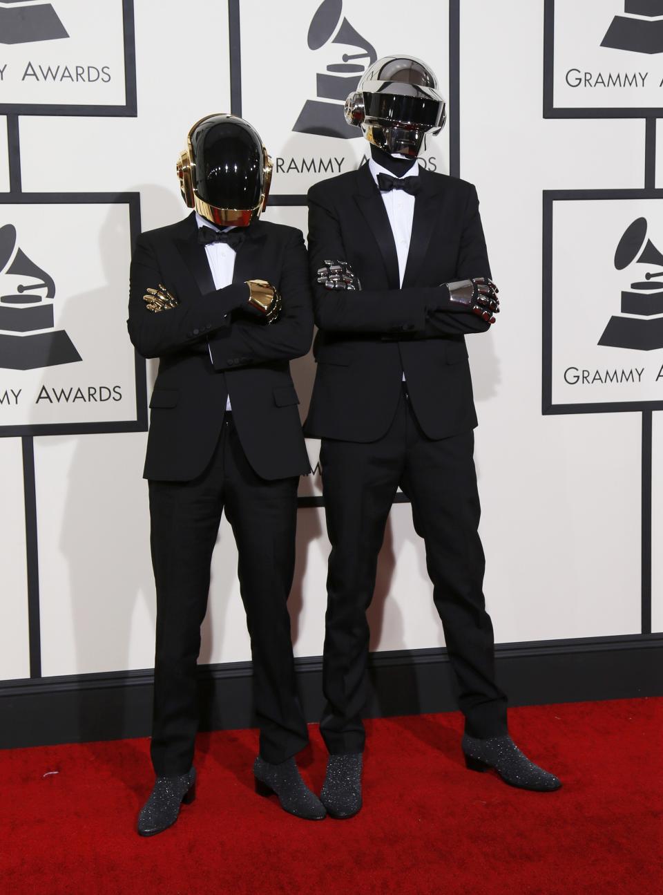 Daft Punk arrives at the 56th annual Grammy Awards in Los Angeles
