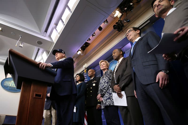 U.S. President Trump with the Coronavirus Task Force hold a press briefing in Washington