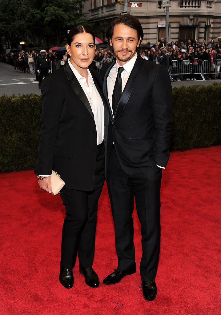  <p class="MsoNoSpacing">James Franco hit the red carpet with artist Marina Abramovic in Gucci’s Signoria tuxedo, which he paired with patent leather shoes.</p>