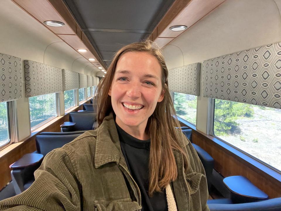 The author in one of the first-class lounge cars.