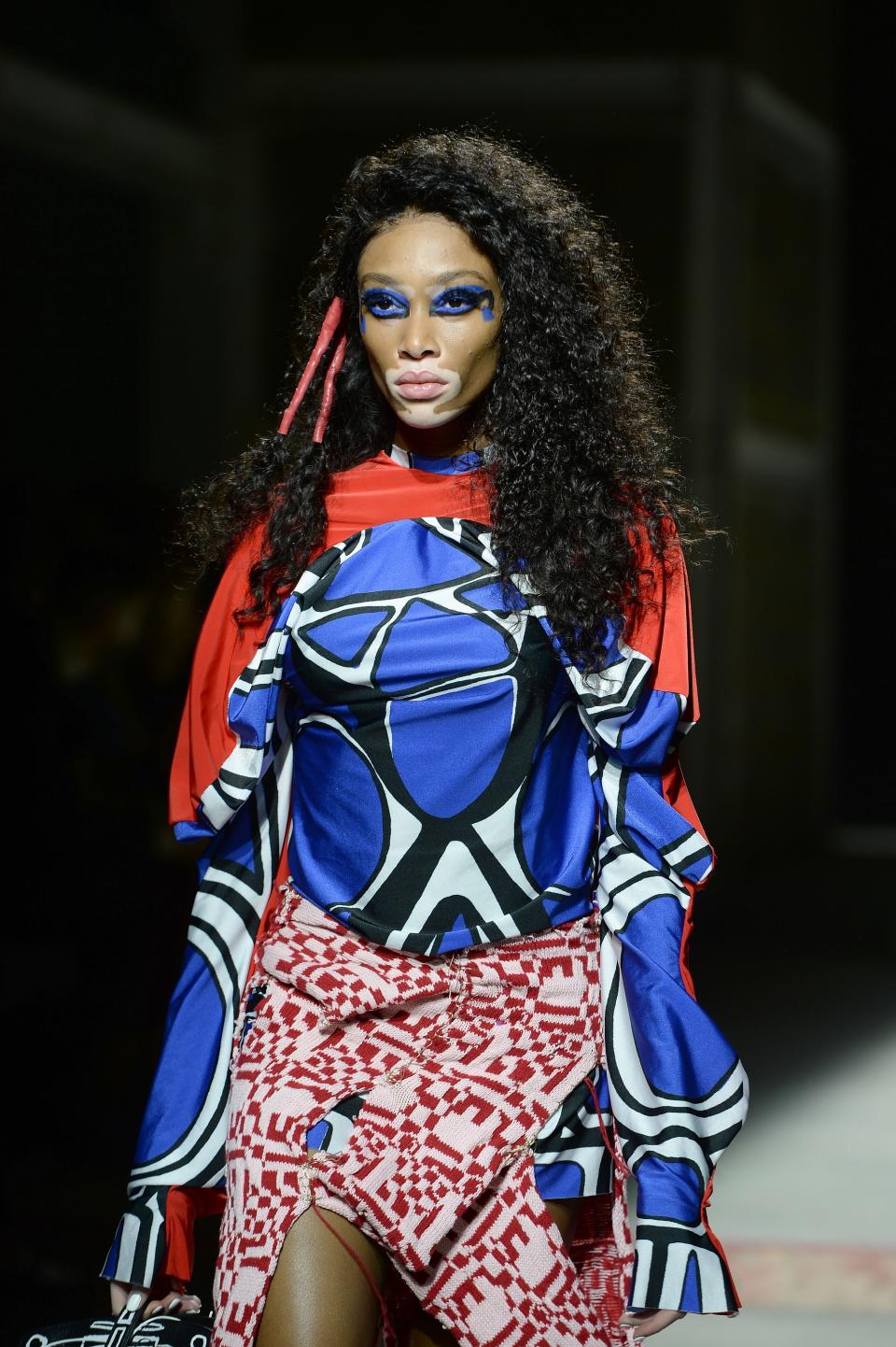 Winnie Harlow in Matty Bovan. <i>(Photo by Eamonn McCormack/BFC/Getty Images for The British Fashion Council)</i>