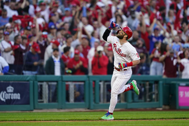 Spike This! Hoskins, Harper homer, Phils rout Braves in NLDS