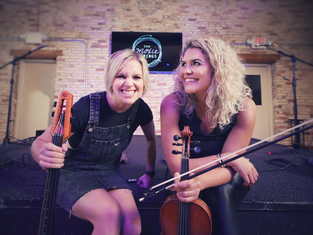 Alison Lynn on electric cello and Diana Ladio on an acoustic five-string violin with an electric pickup are bringing their Celtic and rock-inspired music to the Tecumseh Center for the Arts Saturday, March 18.