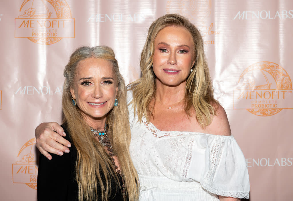 BEL AIR, CALIFORNIA - JULY 20: (L-R) Television personalities Kim Richards (L) and Kathy Hilton attend an exclusive screening of "Real Housewives Of Beverly Hills" at a private residence on July 20, 2022 in Bel Air, California. (Photo by Amanda Edwards/Getty Images)