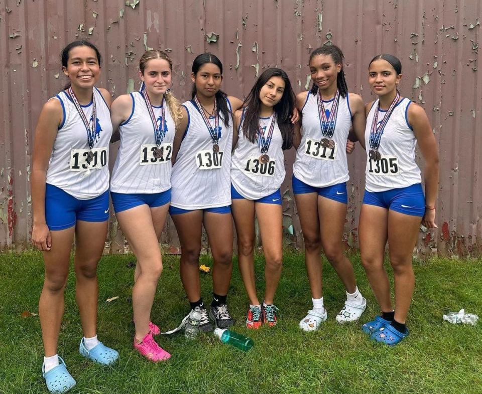 Teaneck cross-country team (left to right): Sofia Melo Panternina, Lydia Rojas, Aylin Lopez, Elena Guzman, Alyvia Polite, Anabel Cruz.