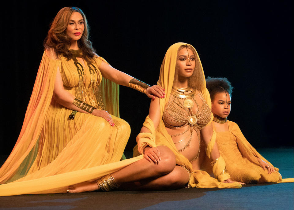 <p>Beyoncé included images of Blue Ivy and her mother, Tina Knowles Lawson, in her epic 2017 Grammys performance. Something to keep in mind for your next big gig. </p>