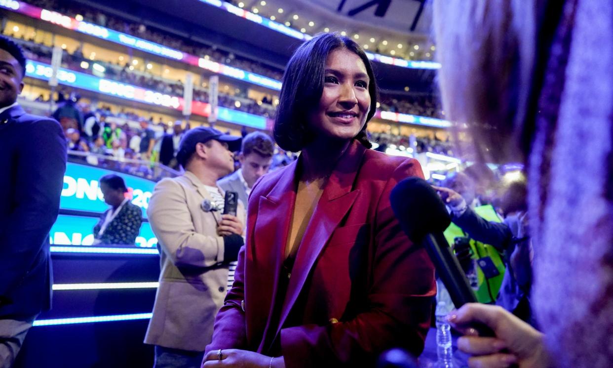 <span>The influencer Deja Foxx spoke on the convention floor this week.</span><span>Photograph: Bloomberg/Getty Images</span>