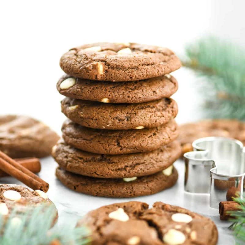 <p>Joy Food Sunshine</p><p>These white chocolate gingerbread cookies make the perfect holiday dessert. This classic recipe is so easy to make and contain all the best flavors of Christmas!</p><p><strong>Get the recipe: <a href="https://joyfoodsunshine.com/white-chocolate-chip-gingerbread-cookies/" rel="nofollow noopener" target="_blank" data-ylk="slk:White Chocolate Chip Gingerbread Cookies;elm:context_link;itc:0;sec:content-canvas" class="link ">White Chocolate Chip Gingerbread Cookies</a></strong></p>