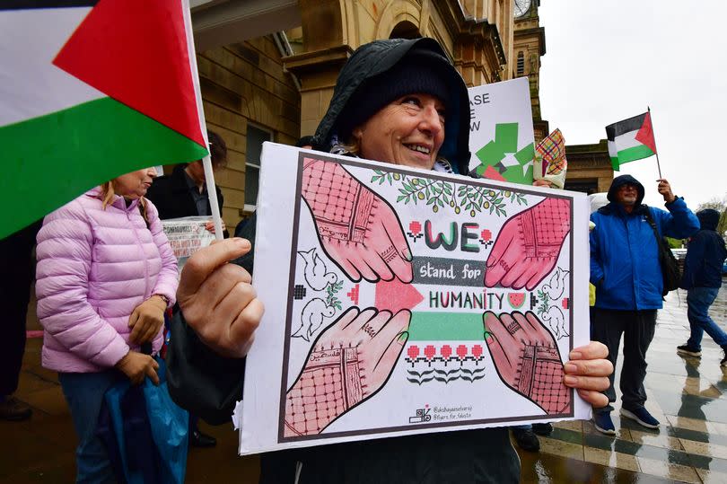 Justice for Palestine protest outside Southport Town Hall.