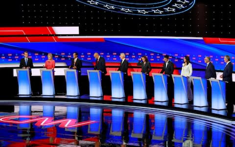 Democratic 2020 US presidential candidates pose together - Credit: REUTERS/Lucas Jackson/File Photo