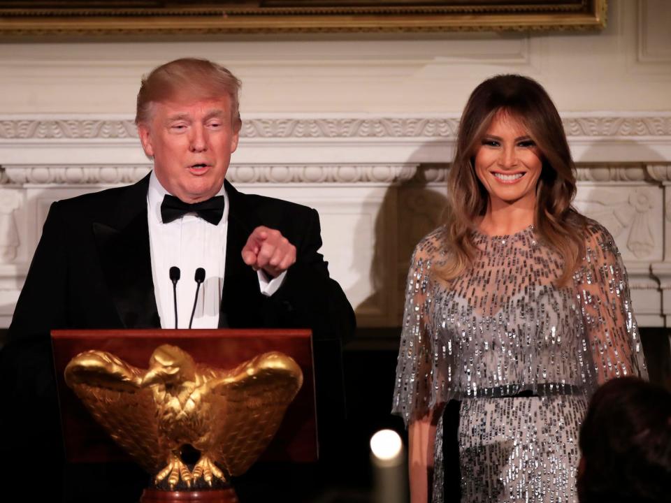 Melania Trump wears Monique Lhuillier at the White House